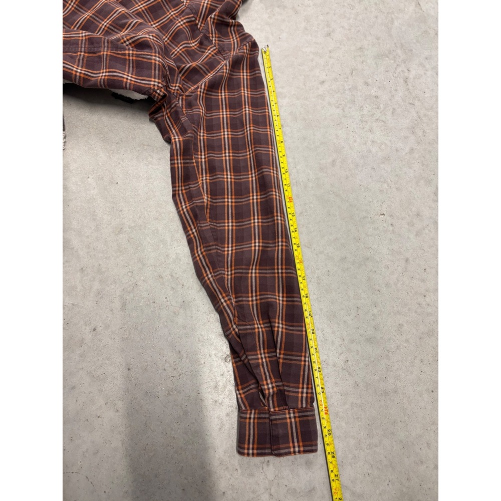Arcteryx Mens Plaid Long Sleeve Snap Button Down Shirt Brown Orange Small - Picture 8 of 9
